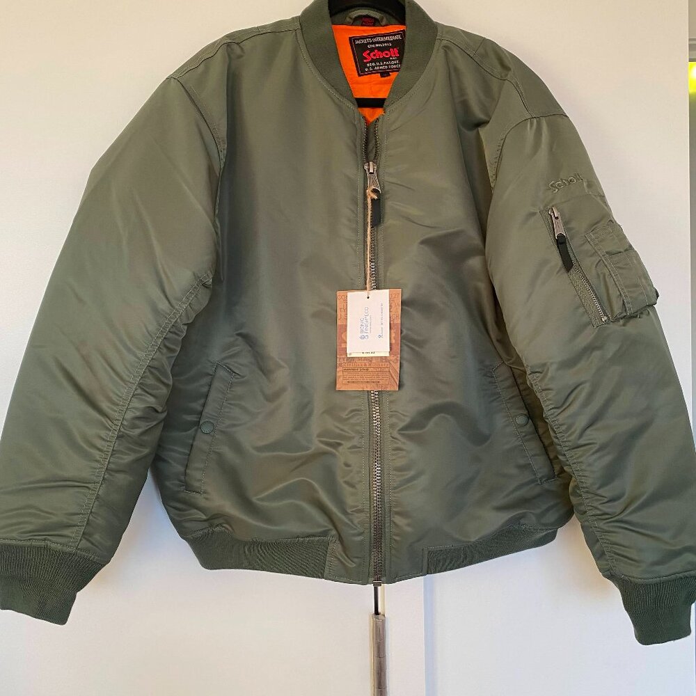 Schott Green Water-resistant Insulated Men's Bomber Jacket NWT